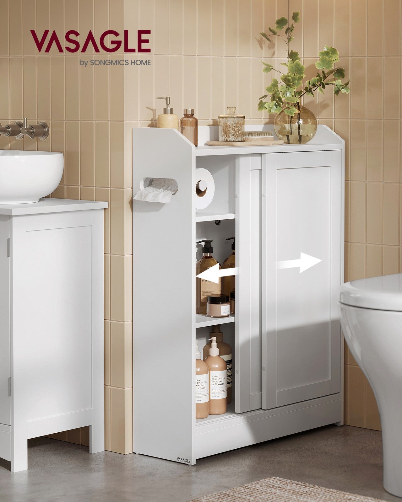 Bathroom Cabinet with Adjustable Shelf 30 x 60 x 110 cm Cloud White - image 2