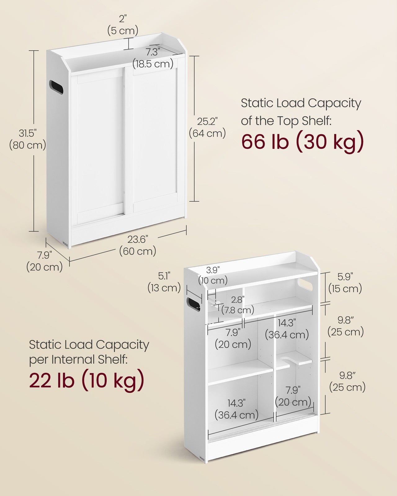 Bathroom Cabinet with Adjustable Shelf 30 x 60 x 110 cm Cloud White - image 5