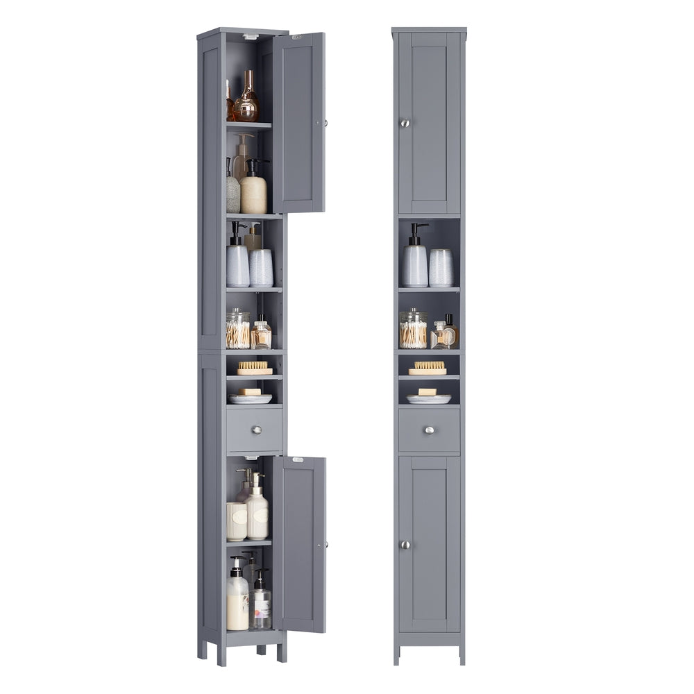 Slim Freestanding Bathroom Cabinet with Adjustable Shelves and Drawer Dove Grey - image 1