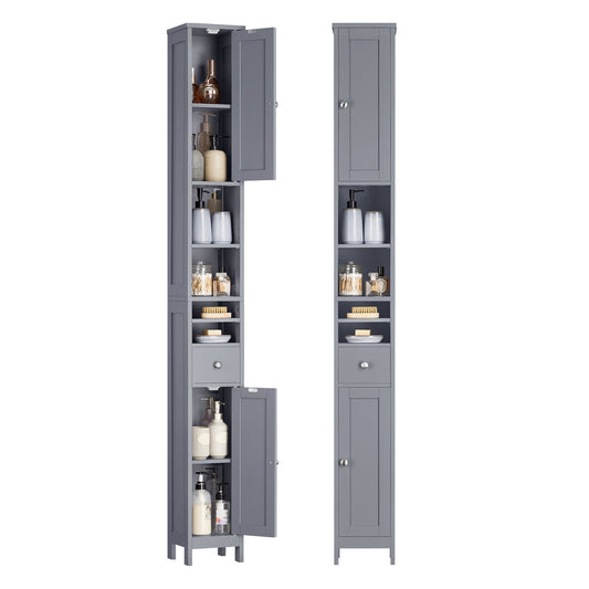 Slim Freestanding Bathroom Cabinet with Adjustable Shelves and Drawer Dove Grey - image 1