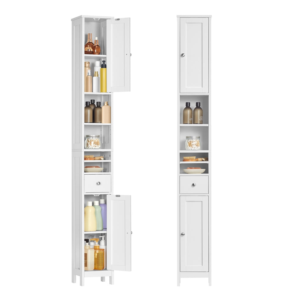 Slim Freestanding Bathroom Cabinet with Adjustable Shelves and Drawer Cloud White - image 1