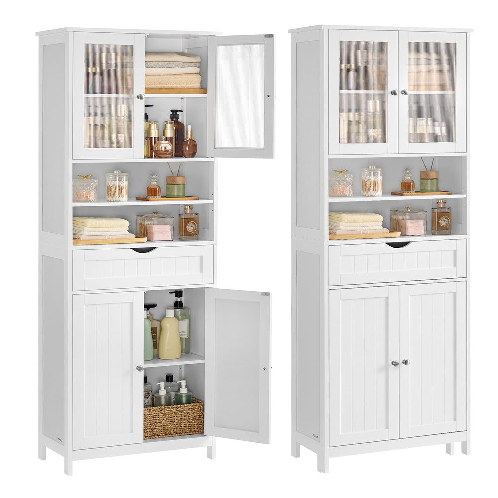 Freestanding storage cabinet with adjustable shelves and drawer - image 1