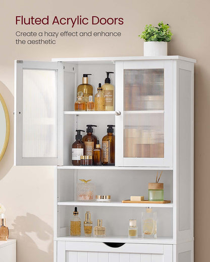 Freestanding storage cabinet with adjustable shelves and drawer - image 3