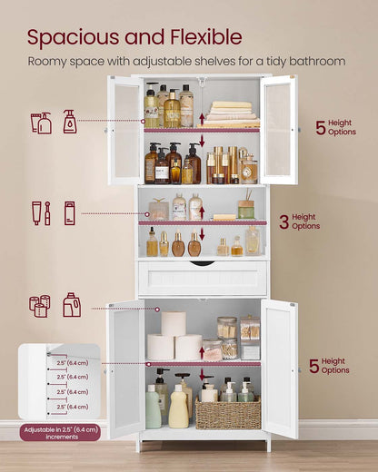 Freestanding storage cabinet with adjustable shelves and drawer - image 4