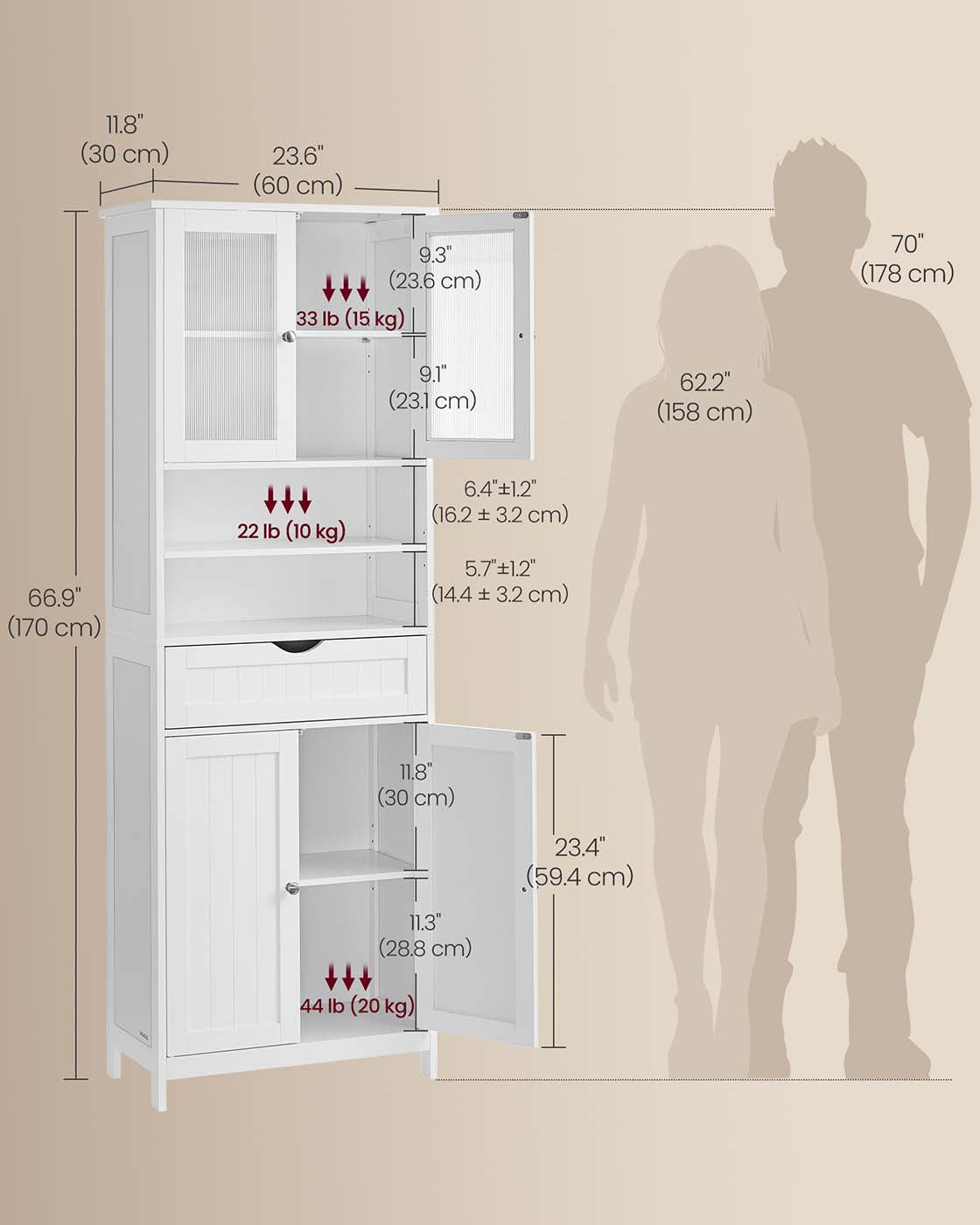 Freestanding storage cabinet with adjustable shelves and drawer - image 5