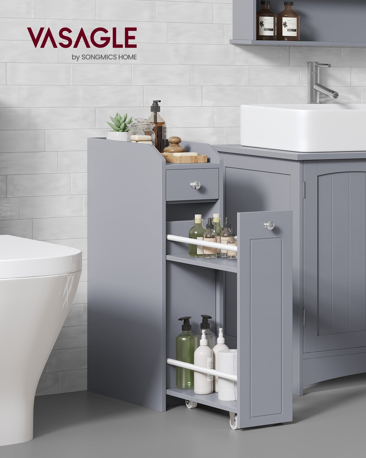 Small Freestanding Bathroom Cabinet with Drawers - image 2