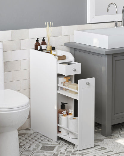 Small Bathroom Cabinet Slim Bathroom Storage Unit White - image 2