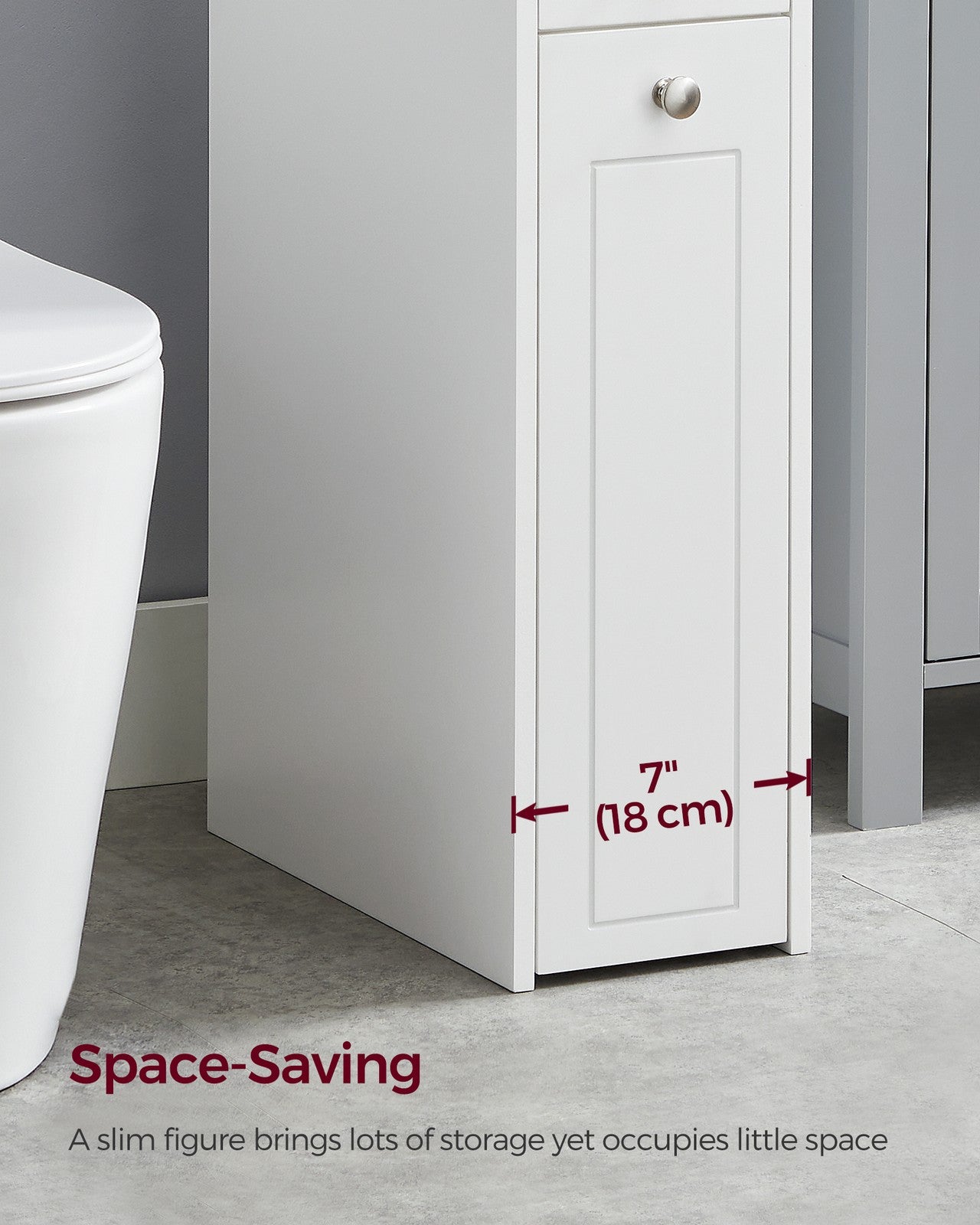 Small Bathroom Cabinet Slim Bathroom Storage Unit White - image 3