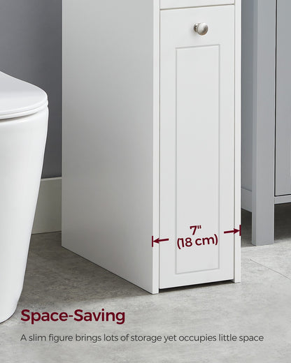 Small Bathroom Cabinet Slim Bathroom Storage Unit White - image 3