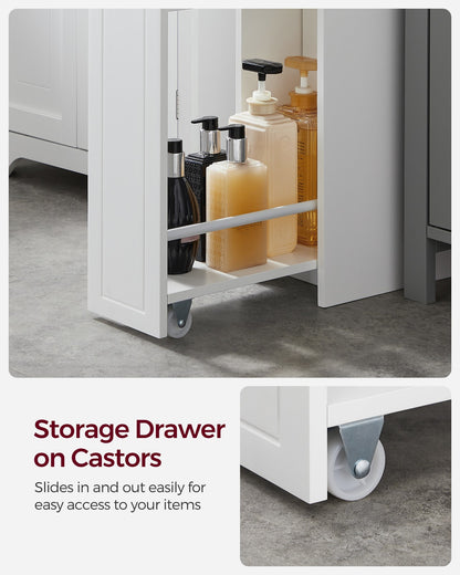 Small Bathroom Cabinet Slim Bathroom Storage Unit White - image 4