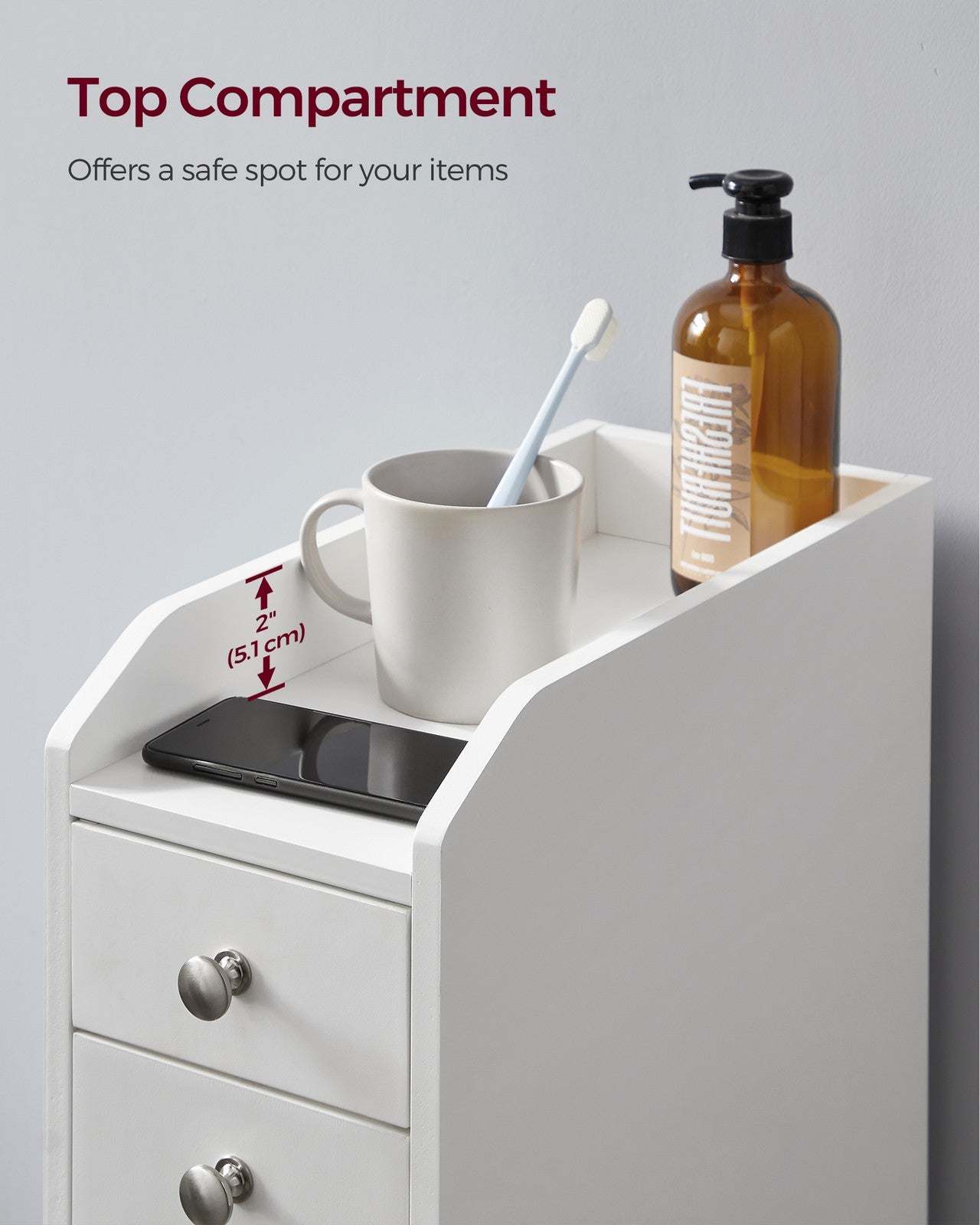 Small Bathroom Cabinet Slim Bathroom Storage Unit White - image 5