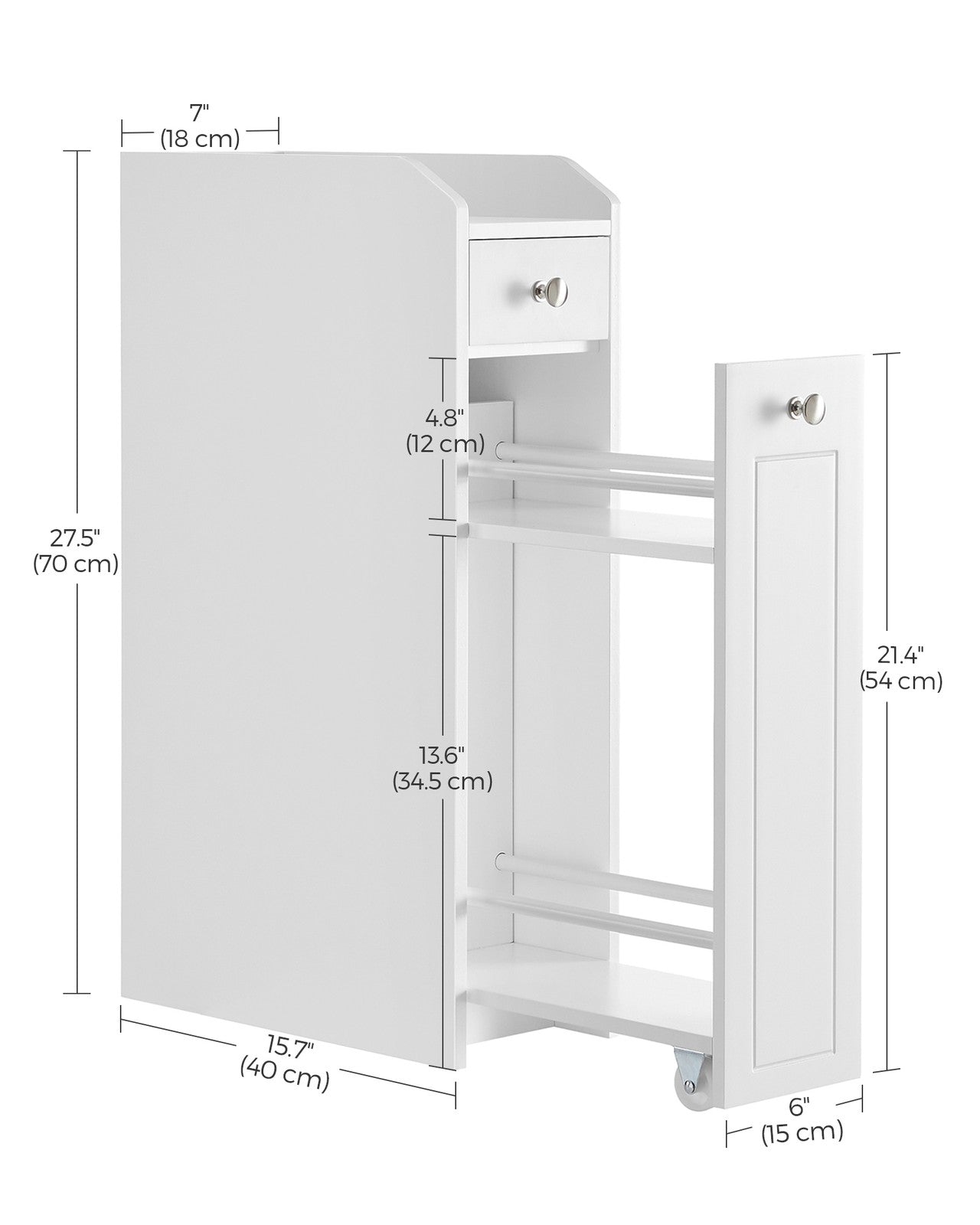Small Bathroom Cabinet Slim Bathroom Storage Unit White - image 6