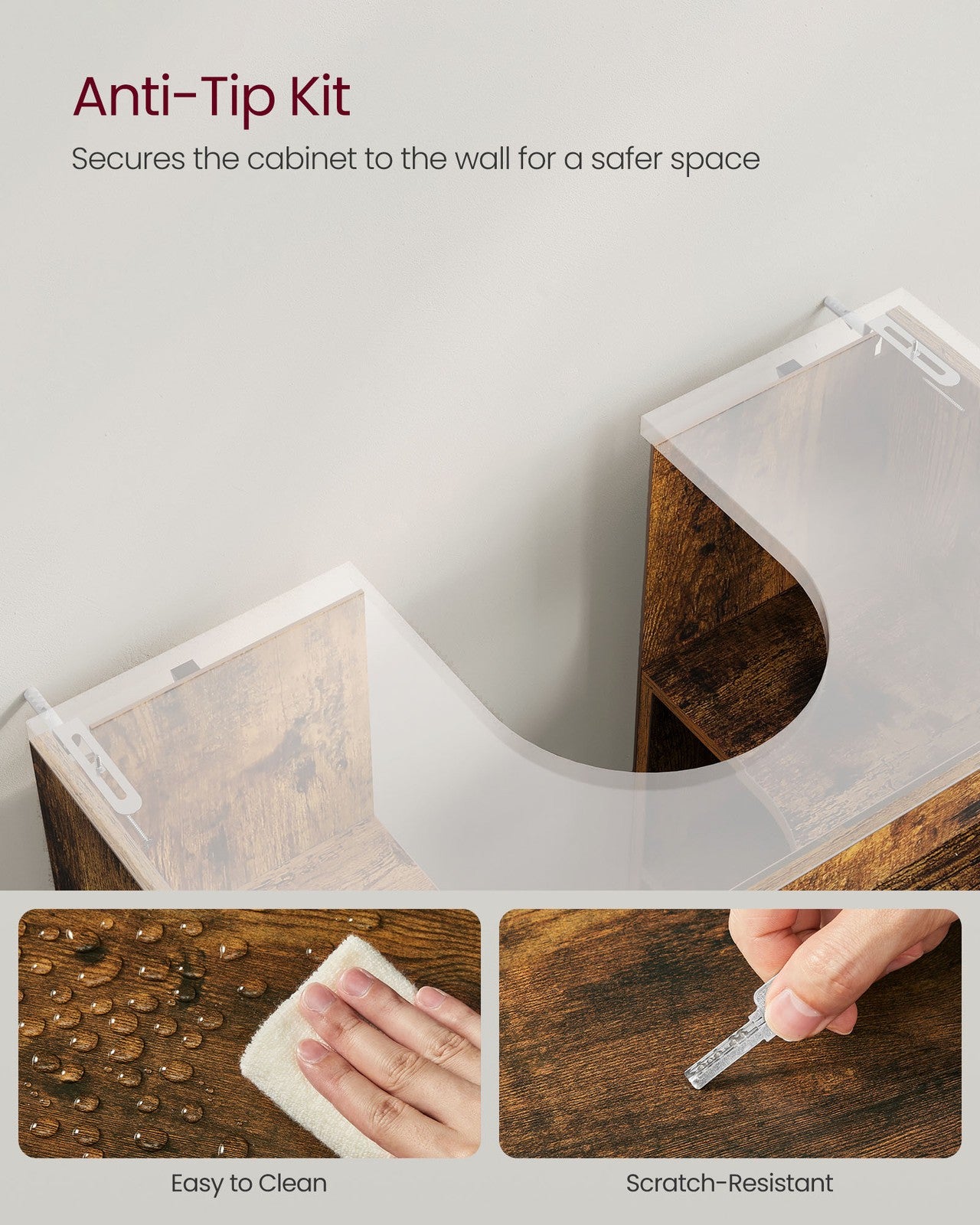 Under Sink Cabinet Rustic Brown without Pedestals - image 14