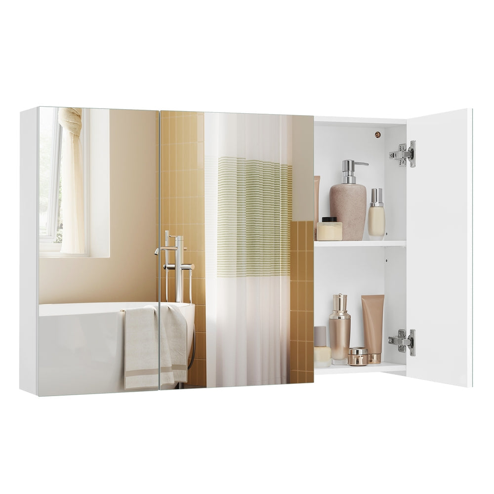 White Wall-mounted Storage Cabinet with 3 Mirrors - image 11