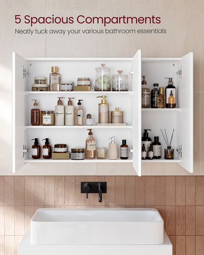 White Wall-mounted Storage Cabinet with 3 Mirrors - image 14