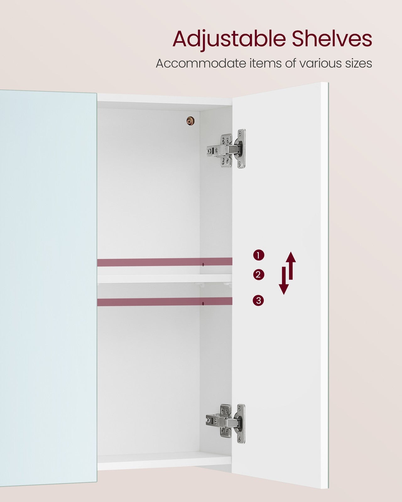 White Wall-mounted Storage Cabinet with 3 Mirrors - image 15