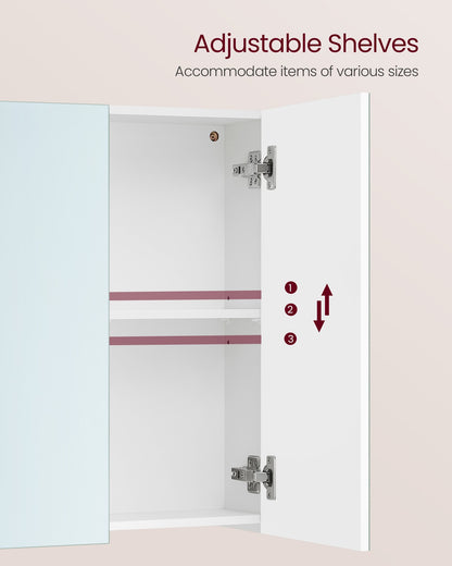 White Wall-mounted Storage Cabinet with 3 Mirrors - image 15