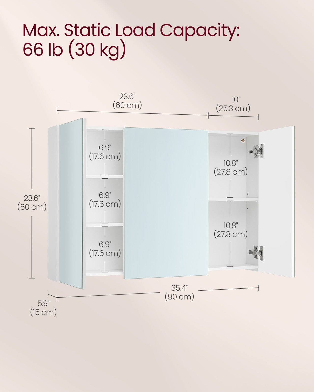 White Wall-mounted Storage Cabinet with 3 Mirrors - image 16