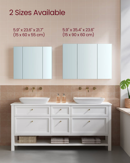 White Wall-mounted Storage Cabinet with 3 Mirrors - image 17