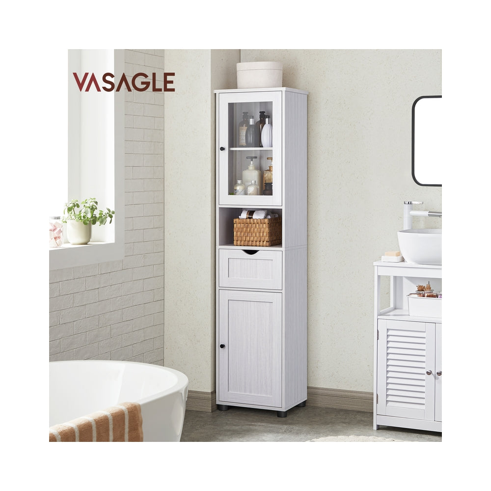 Free-Standing Bathroom Cabinet with Open Shelf Cloud White - image 8