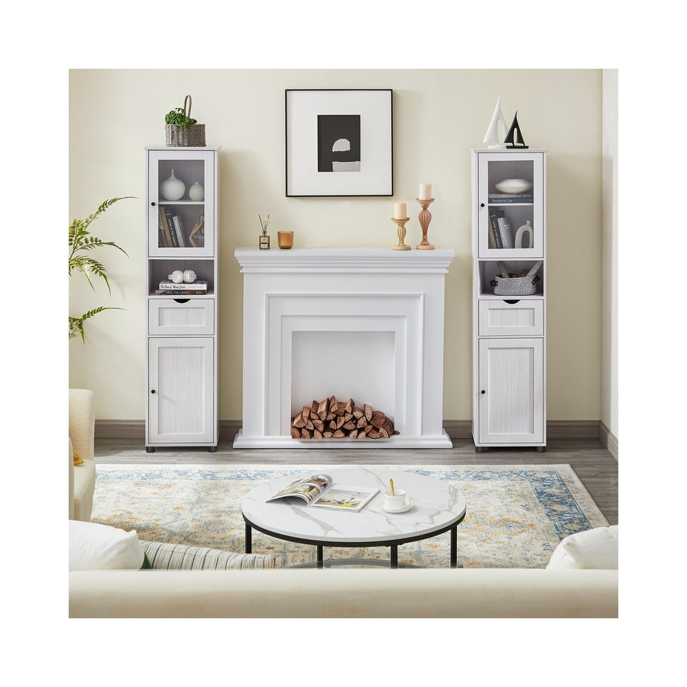 Free-Standing Bathroom Cabinet with Open Shelf Cloud White - image 9