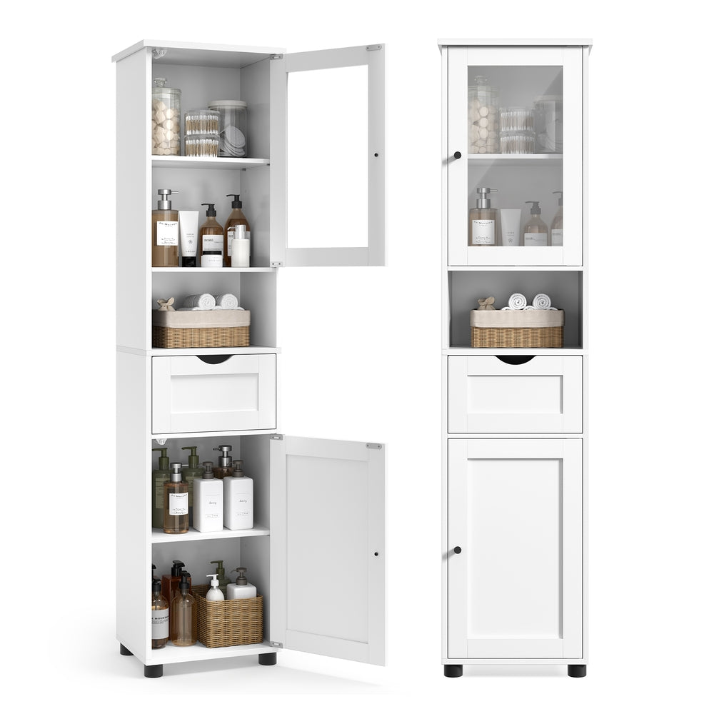 Free-Standing Bathroom Cabinet with Open Shelf Cloud White - image 1