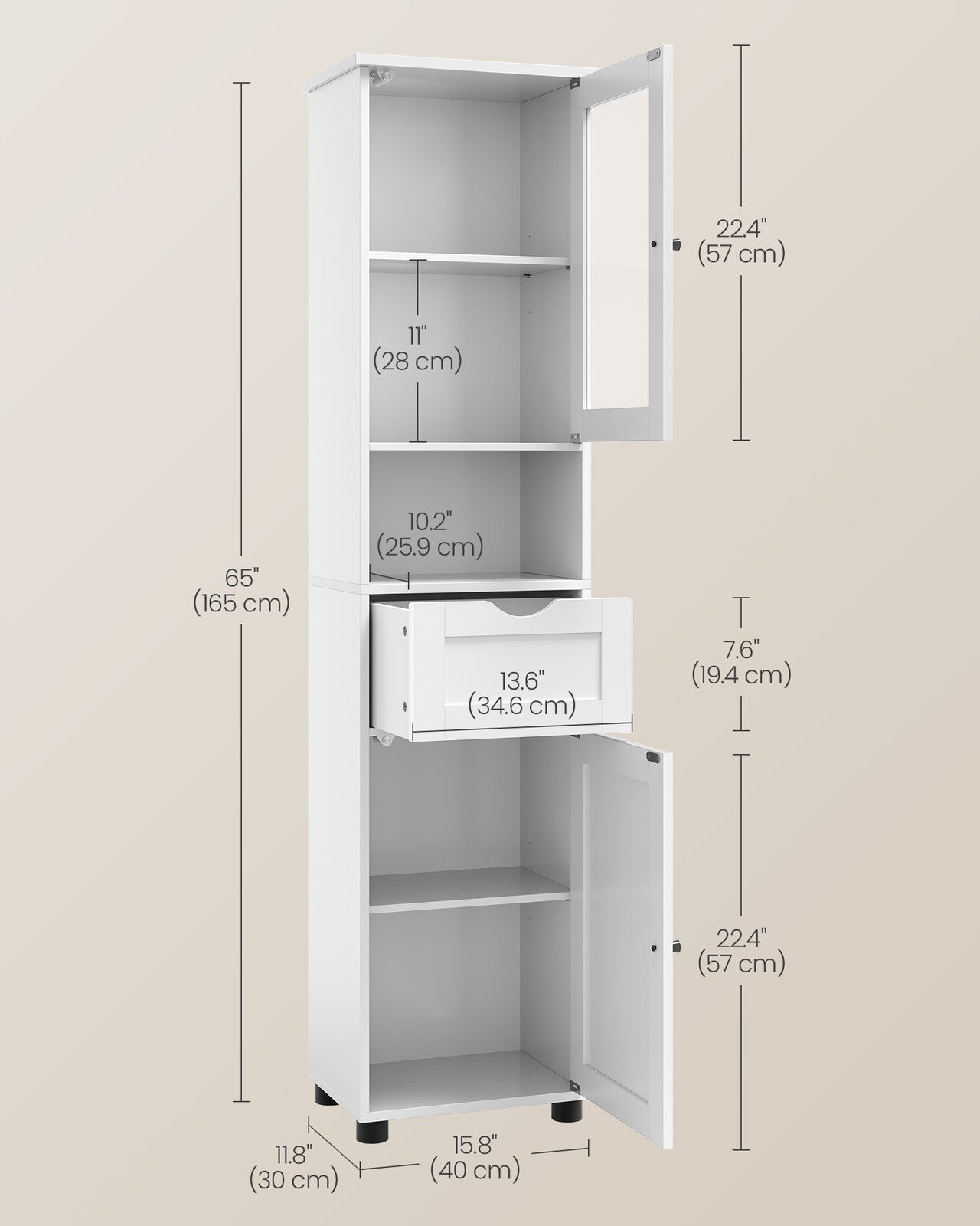 Free-Standing Bathroom Cabinet with Open Shelf Cloud White - image 5