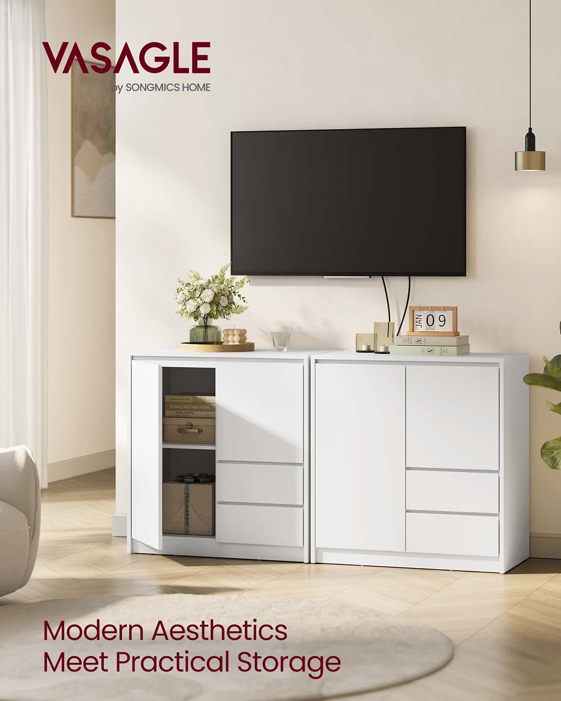 Modern Sideboard Cabinet with Adjustable Shelf and Drawers - image 2