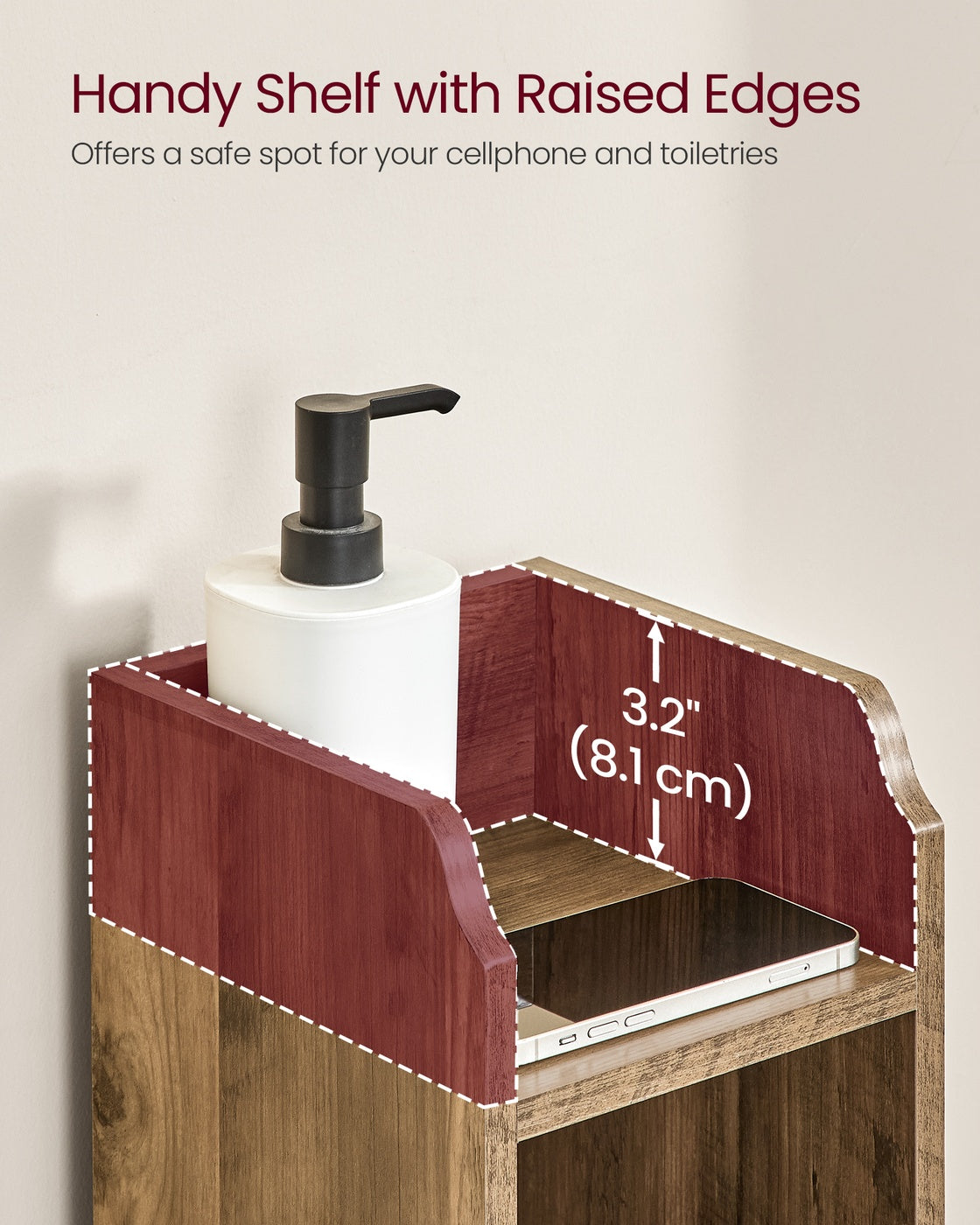 Bathroom floor cabinet with door and adjustable shelves - image 6