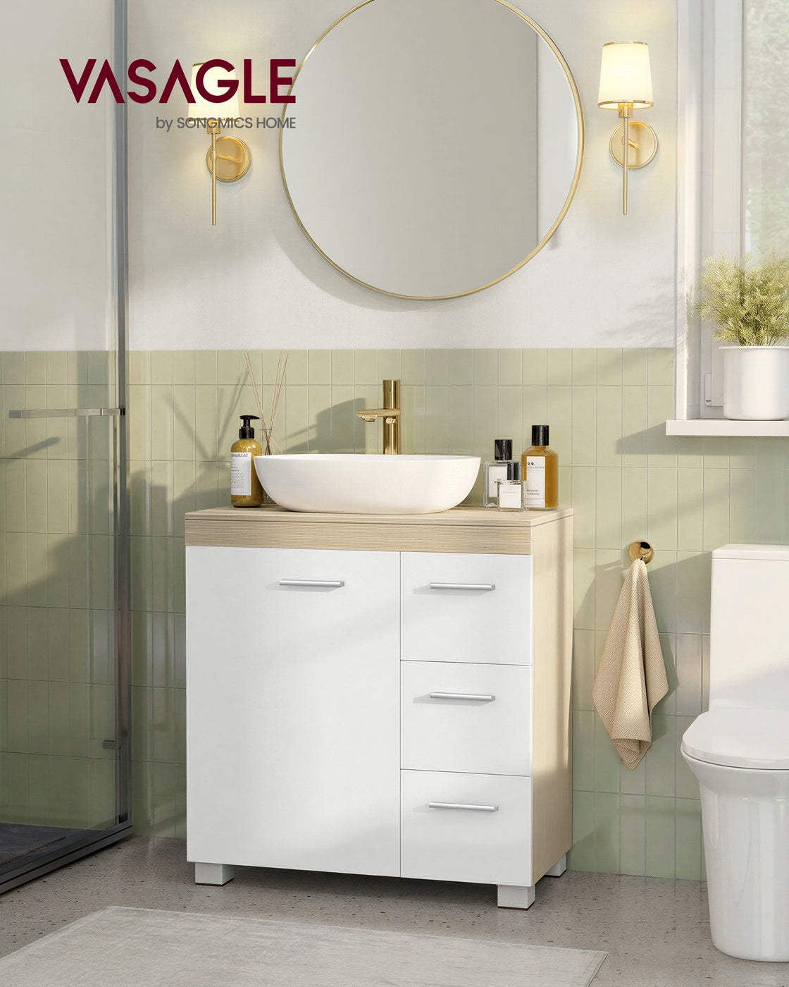 Under-Sink Bathroom Cabinet, 30 x 70 x 64 cm, Cloud White - image 28