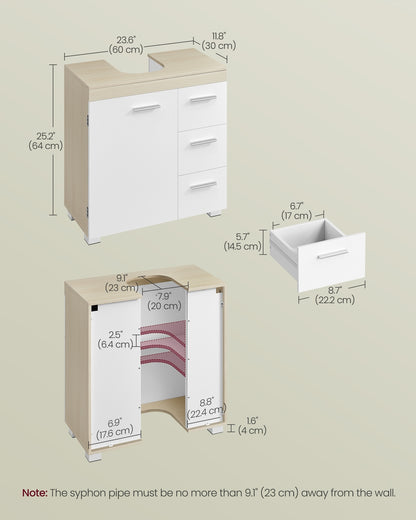 Under-Sink Bathroom Cabinet, 30 x 70 x 64 cm, Cloud White - image 32