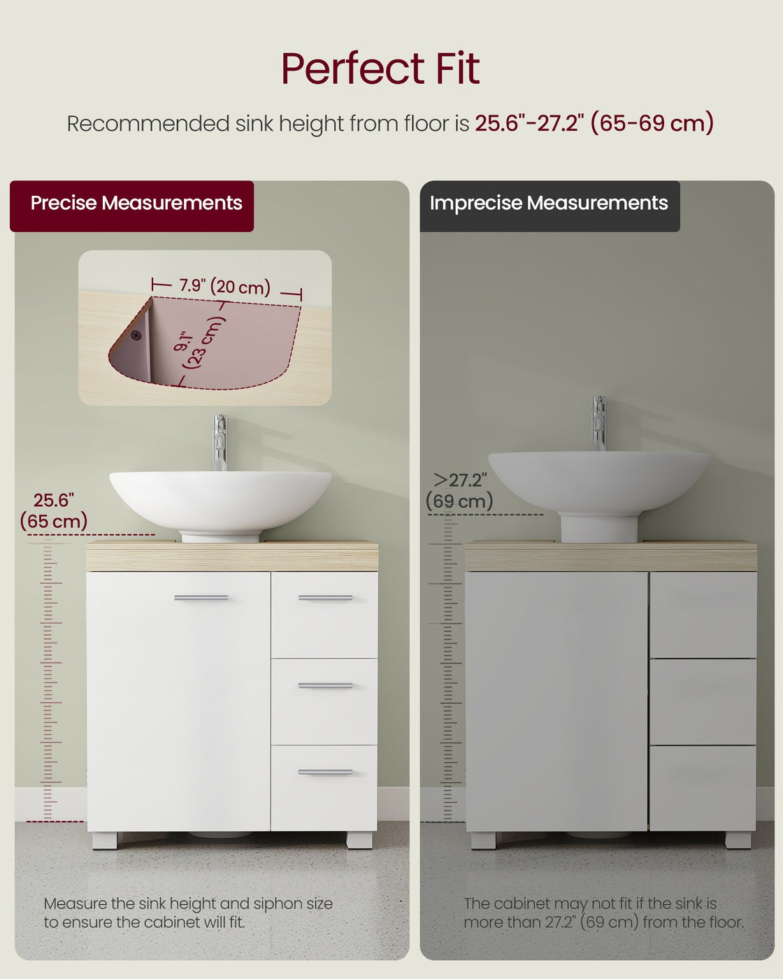 Under-Sink Bathroom Cabinet, 30 x 70 x 64 cm, Cloud White - image 33