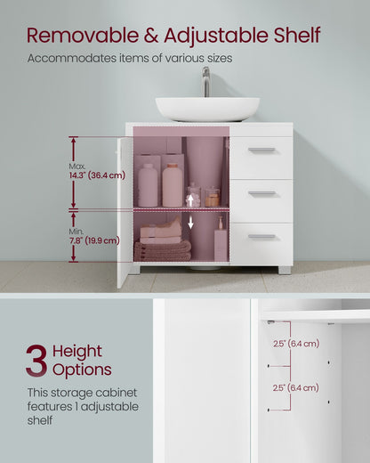 Under-Sink Bathroom Cabinet, 30 x 70 x 64 cm, Cloud White - image 36