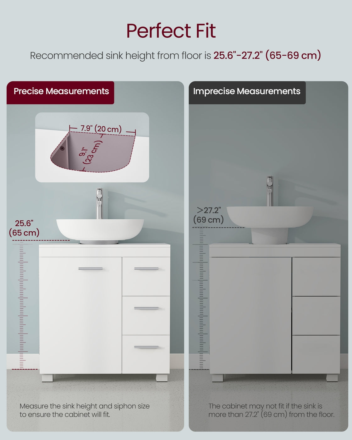 Under-Sink Bathroom Cabinet, 30 x 70 x 64 cm, Cloud White - image 40