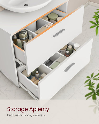 Under Sink Bathroom Cabinet 2 Drawers 30 x 60 x 63.8 cm Cloud White - image 3