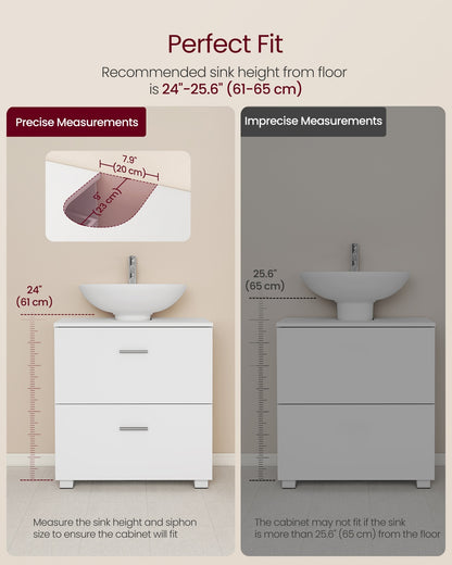Under Sink Bathroom Cabinet 2 Drawers 30 x 60 x 63.8 cm Cloud White - image 7