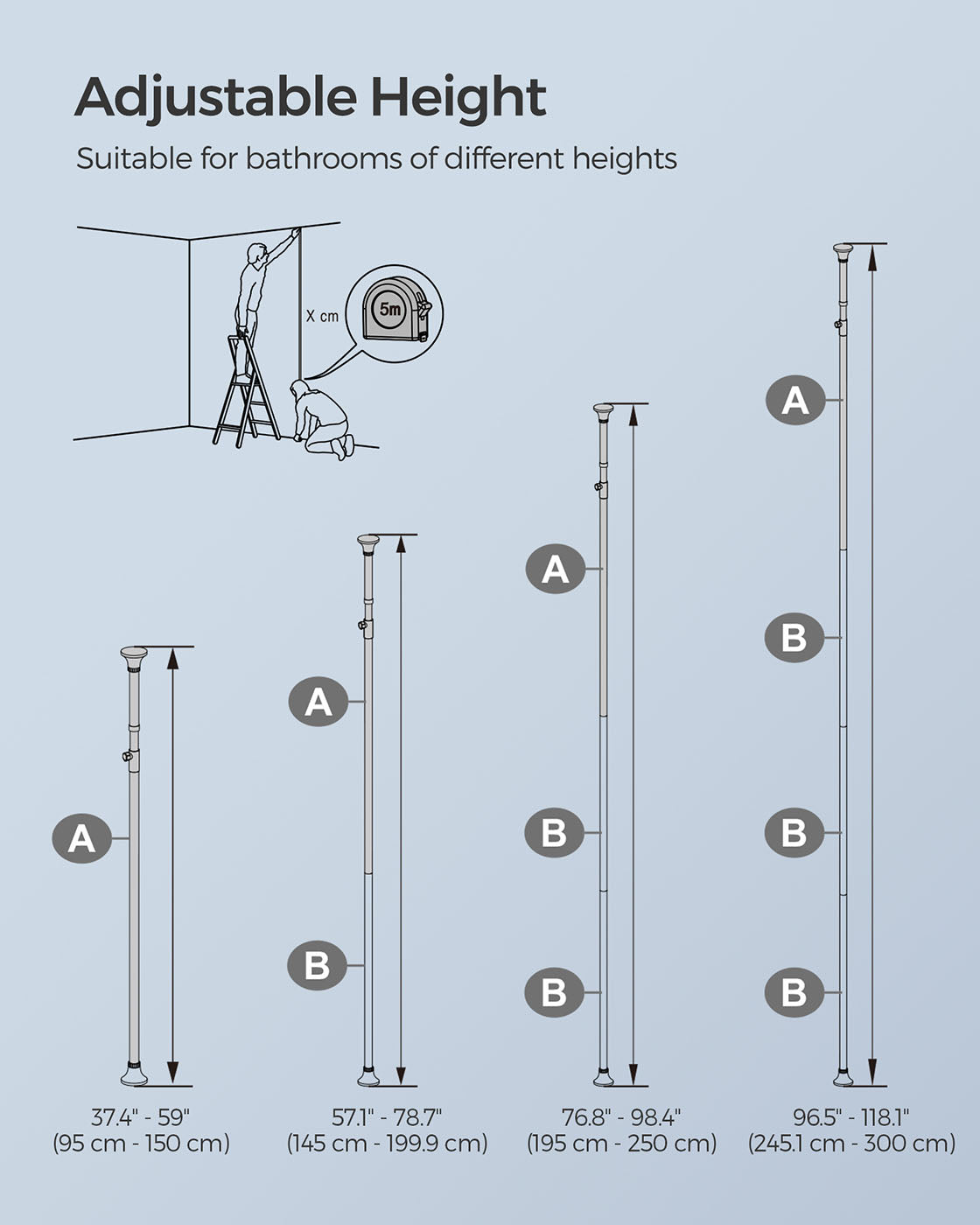 Adjustable Shower Caddy - Stainless Steel Corner Shelf with 4 Tiers, 3 Hooks & Towel Bar for Bathroom - image 6