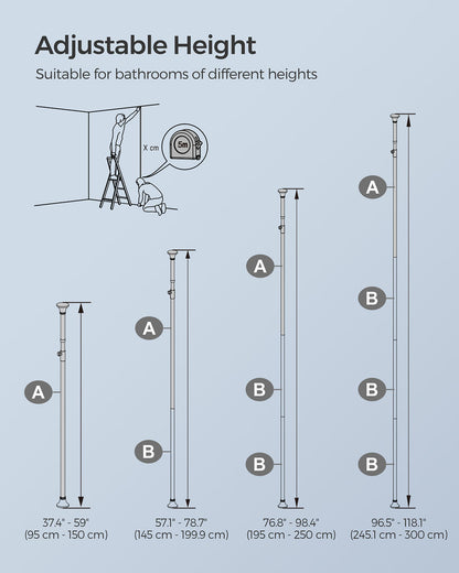Adjustable Shower Caddy - Stainless Steel Corner Shelf with 4 Tiers, 3 Hooks & Towel Bar for Bathroom - image 6