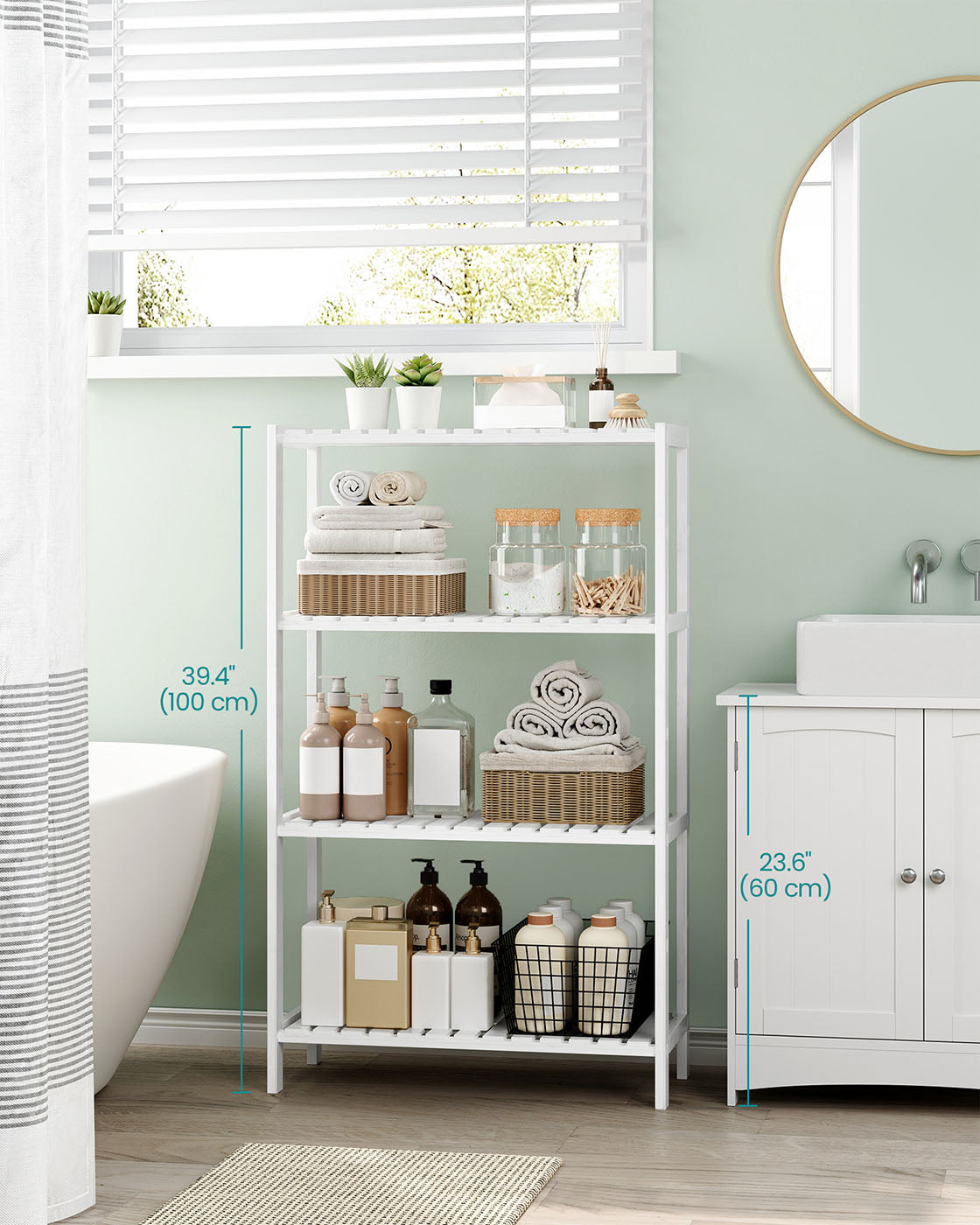 Bamboo Storage Shelf 4-Tier Shelving Unit 26 x 60 x 100 cm - image 2