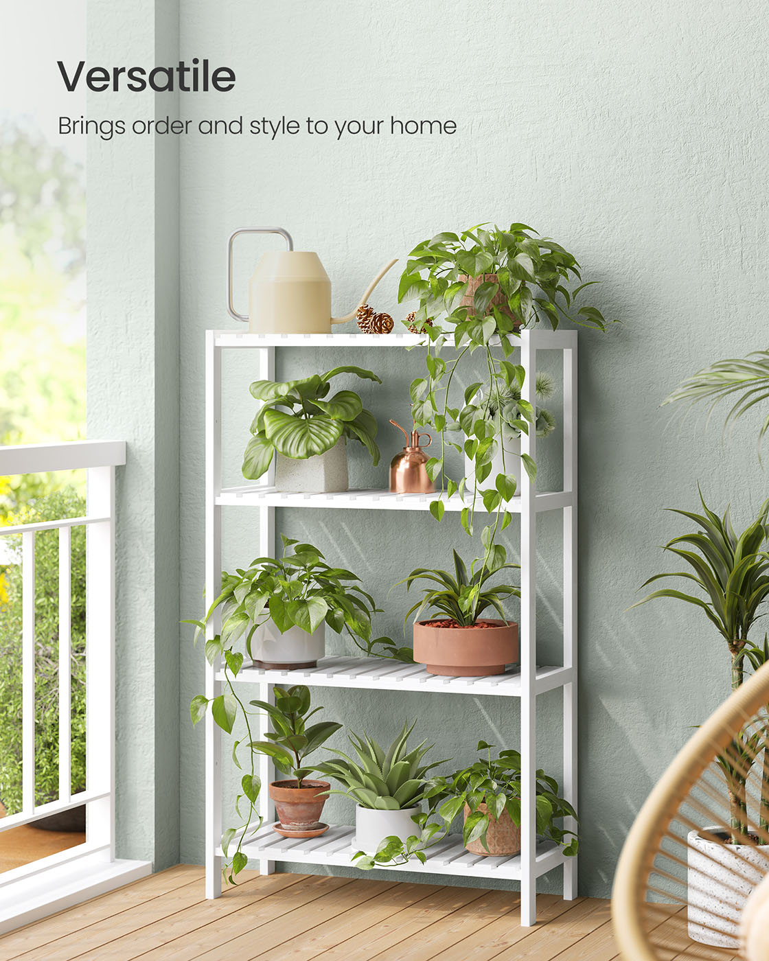 Bamboo Storage Shelf 4-Tier Shelving Unit 26 x 60 x 100 cm - image 3
