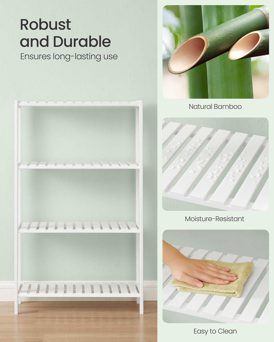 Bamboo Storage Shelf 4-Tier Shelving Unit 26 x 60 x 100 cm - image 4