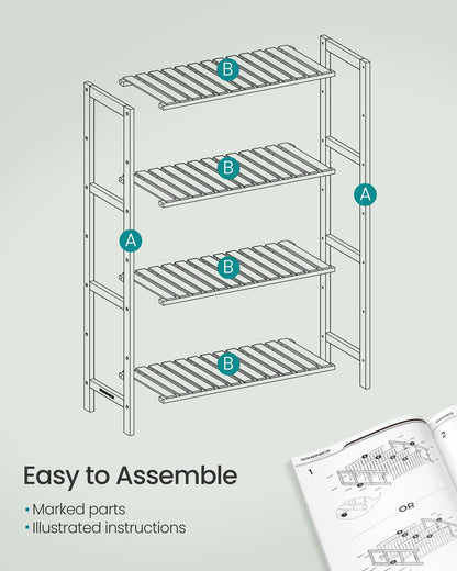Bamboo Storage Shelf 4-Tier Shelving Unit 26 x 60 x 100 cm - image 6