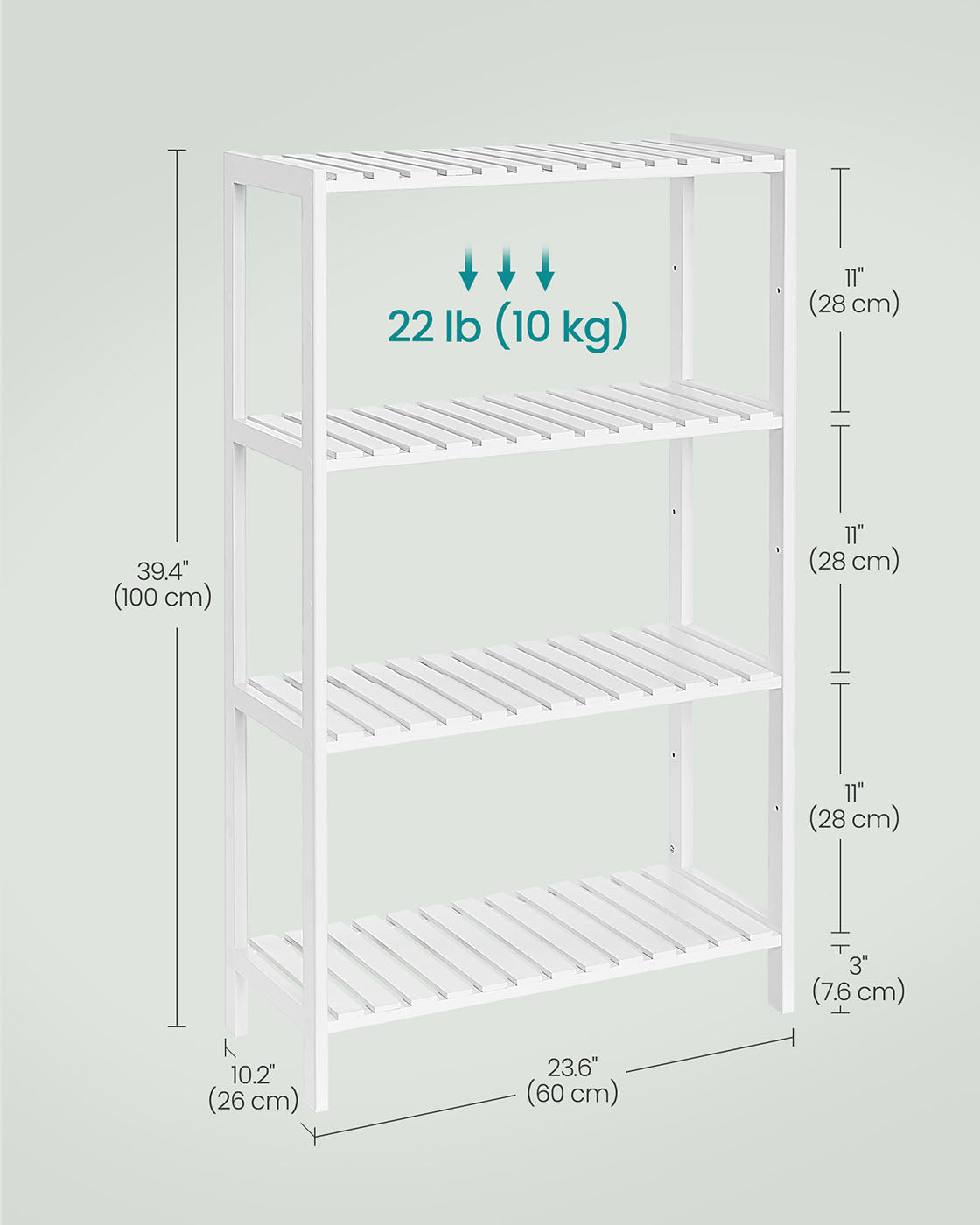 Bamboo Storage Shelf 4-Tier Shelving Unit 26 x 60 x 100 cm - image 7