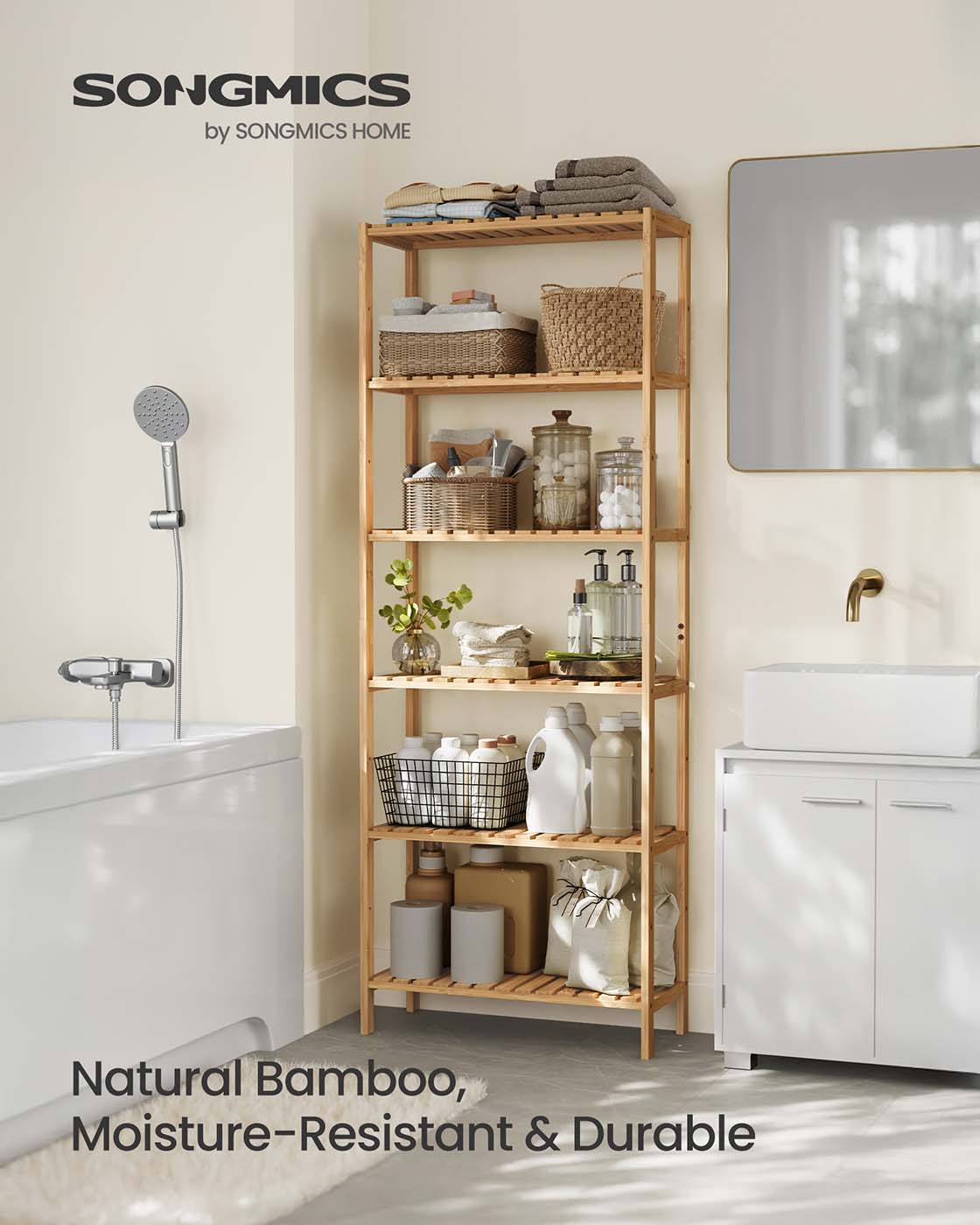 Bamboo storage shelf with six tiers - image 2
