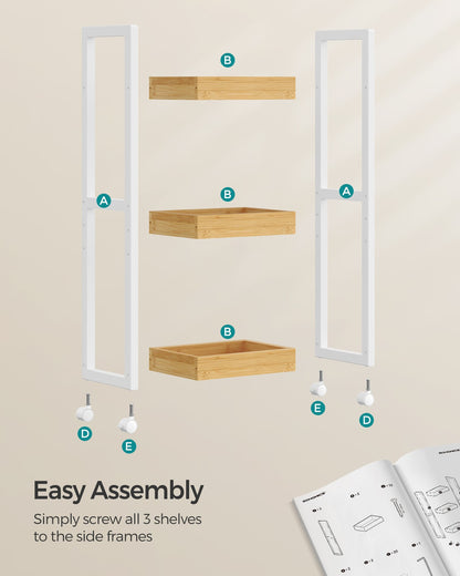 3-Tier Slim Storage Trolley White and Natural - image 7
