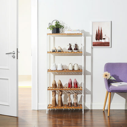 Bamboo Storage Shelf 5-Tier 26 x 60 x 130 cm White and Natural - image 4