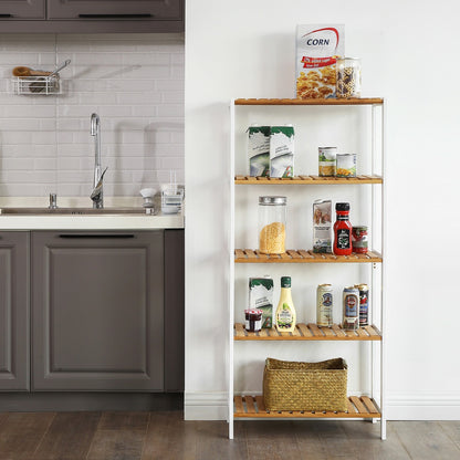 Bamboo Storage Shelf 5-Tier 26 x 60 x 130 cm White and Natural - image 7