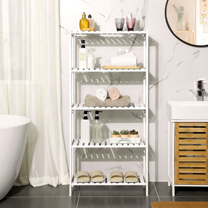Bamboo Storage Shelf 5-Tier 26 x 60 x 130 cm White - image 2