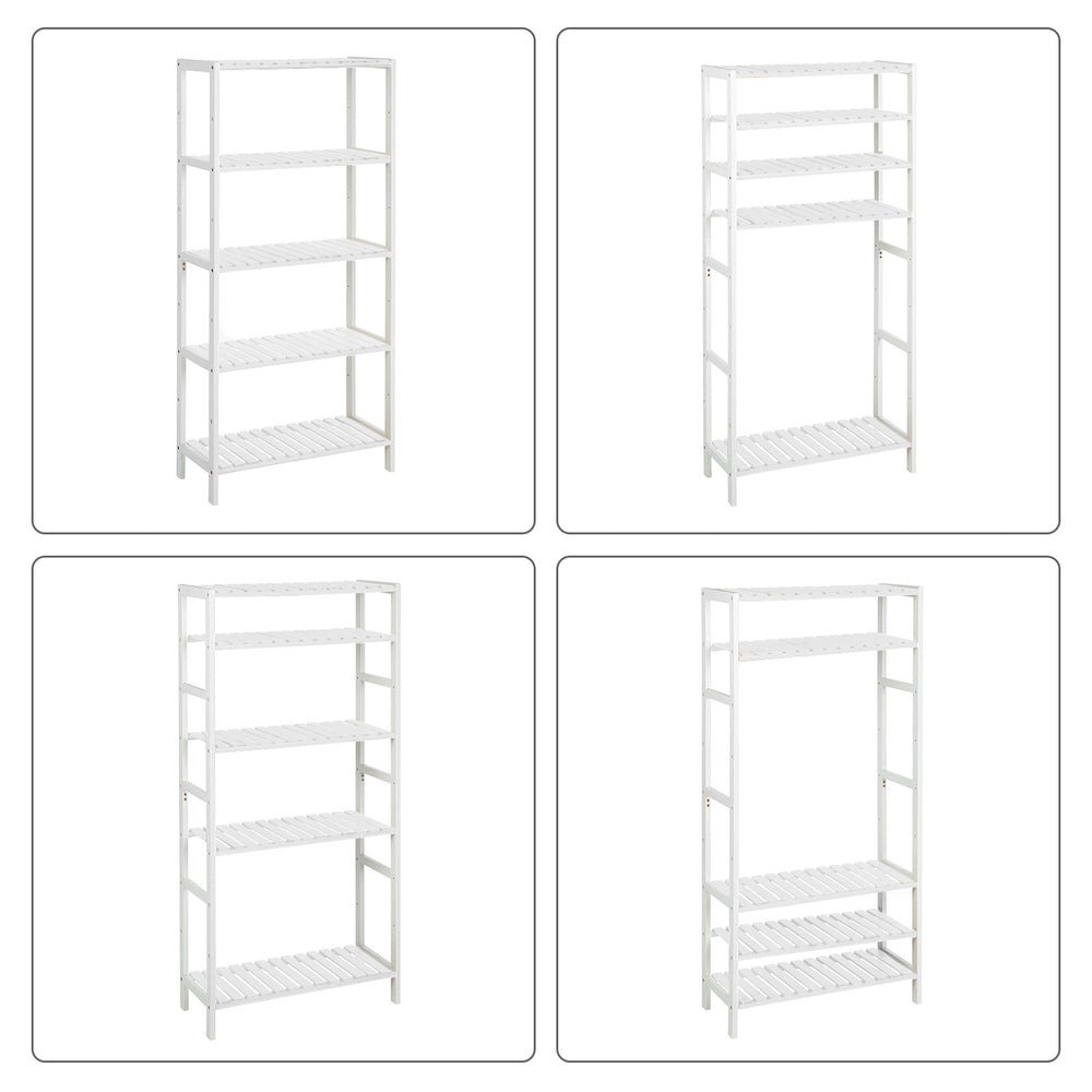 Bamboo Storage Shelf 5-Tier 26 x 60 x 130 cm White - image 3