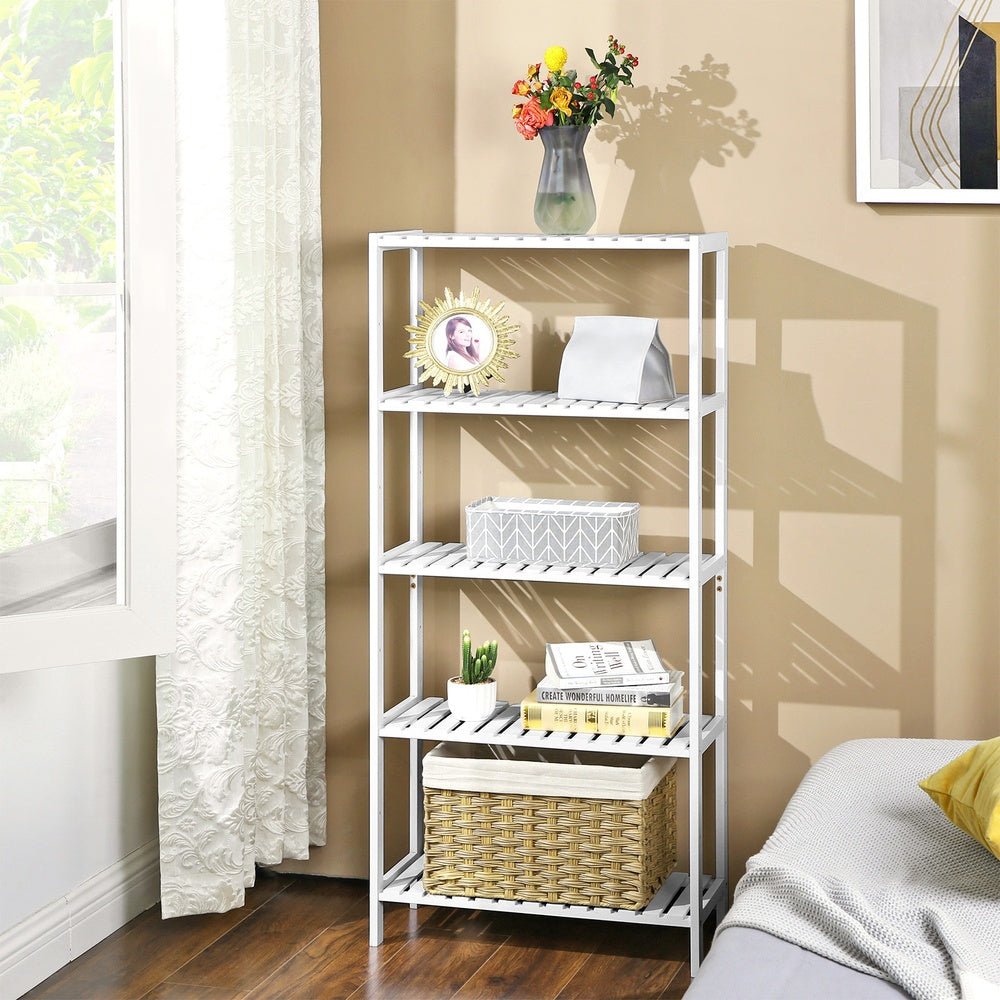 Bamboo Storage Shelf 5-Tier 26 x 60 x 130 cm White - image 4